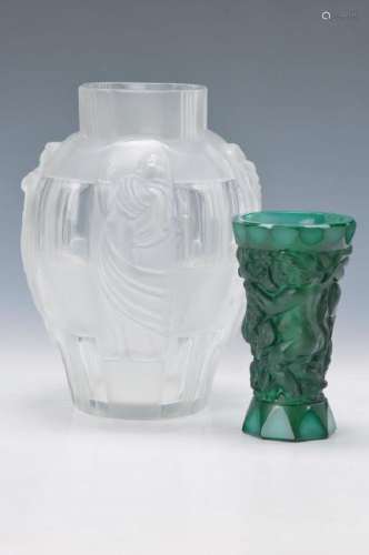 two vases, Curt Schlevogt, 1930s, green so- called