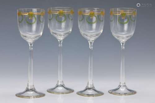 6 glasses, German, around 1910, colorless glass, with