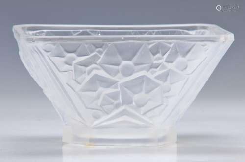bowl, Muller Luneville, 1930s, moulded glass, abstract