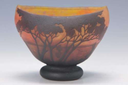 bowl, Daum Nancy, around 1910, orange-red and yellow