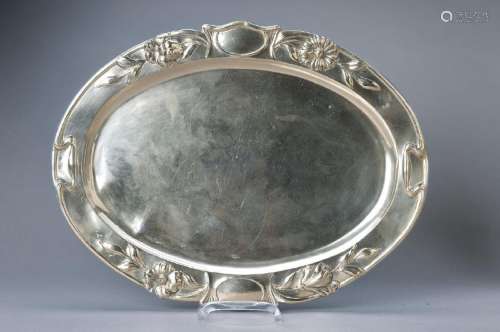 Art Nouveau tray, Vienna, around 1900, edge with floral