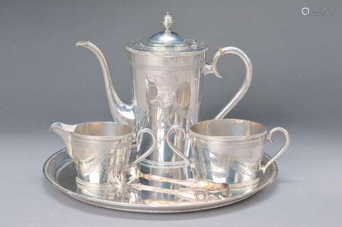 Coffee set, Copenhagen, silver, around 1900, classical