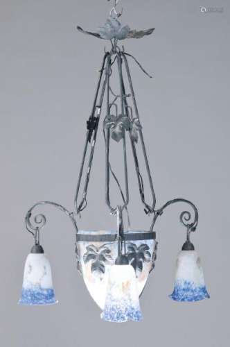 Ceiling lamp, Delatte Nancy, around 1910-20, iron