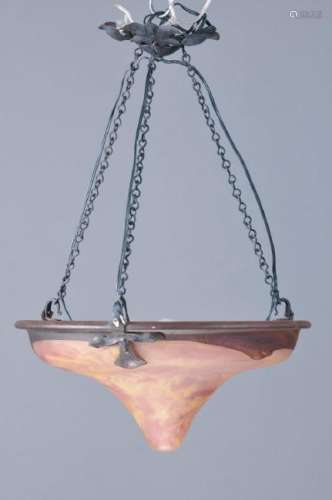 Ceiling lamp, France, 1930s, signed Lune, colourless