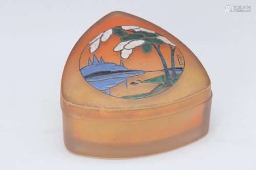 lidded box, France, around 1920, multilayer glass with