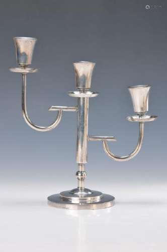 Candlestick, German, 1930s, 835 silver, three focal