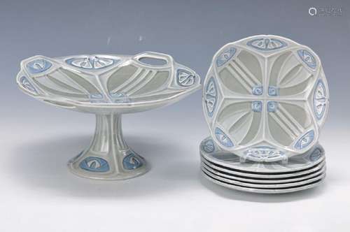 fruit set, Villeroy & Boch, around 1900, stoneware: