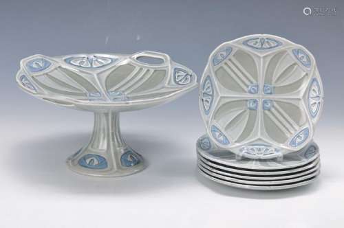fruit set, Villeroy & Boch, around 1900, stoneware: