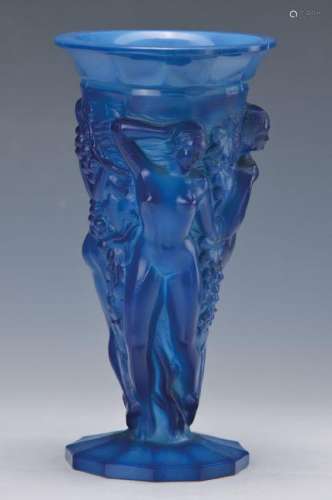 vase, Gablonz, Curt Schlevogt, 1930s, blue opaque