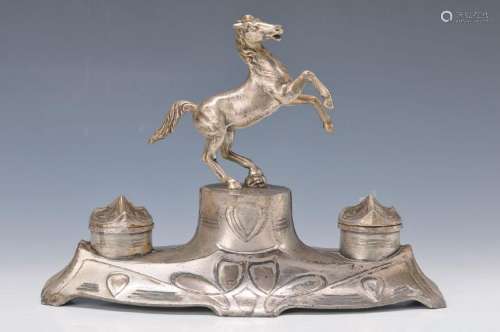 Ink set, WMF, 1900, metal, silver plated, horse crown