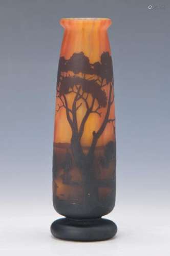 vase, Daum, around 1900, colorless glass, orange red
