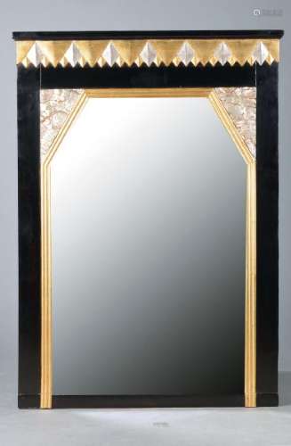 mirror, France, 1930s, wood corpus black, goldand
