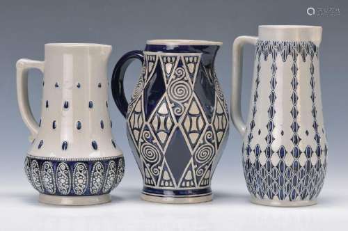 three Art Nouveau pots, Reinhold Merkelbach, since 1912