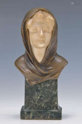 Bust, France, around 1900, sign. Henry, Bronze, face