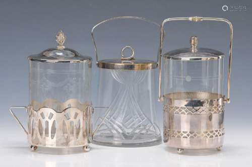 three cover vessels, Art Nouveau, around 1900/10
