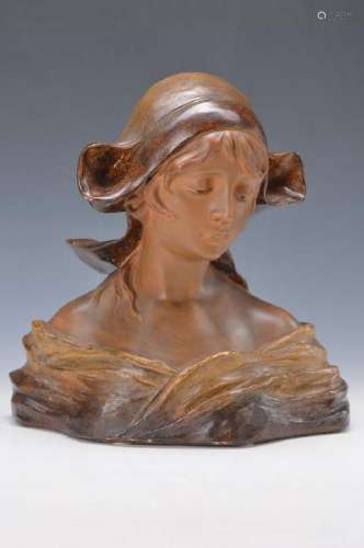 Auguste Henrie Carli, around 1900, Girl bust, cement