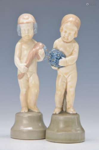 two figurines, Wächtersbach, around 1910, stoneware