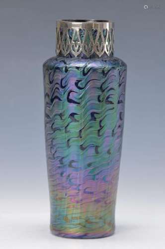 Art Nouveau vase, Pallme King, around 1900, blue glass