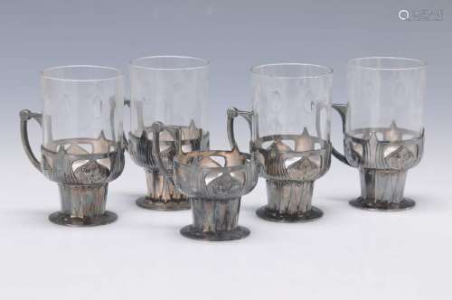 10 tea glasses, German, WMF, around 1900, orig. Glass