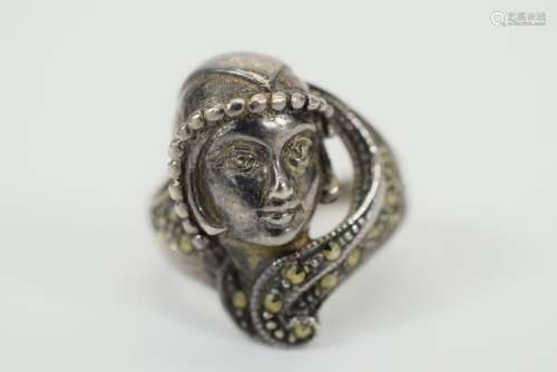 STERLING SILVER & MARCASITE WARRIOR RING