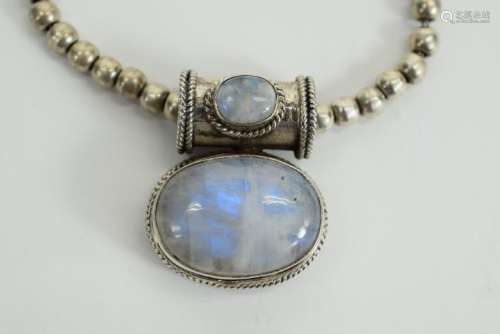 STERLING MOONSTONE PENDANT NECKLACE & RING