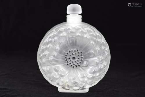 LALIQUE DAHLIA CRYSTAL PERFUME BOTTLE 7 INCHES
