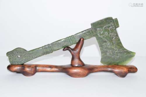 ANTIQUE HAND CARVED JADE NEPHRITE AXE