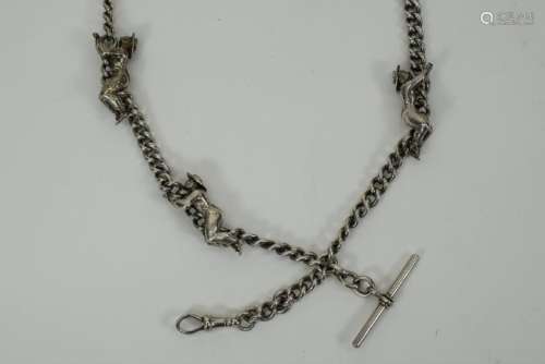 OLD ENGLISH STERLING SILVER CHAIN WATCH FOB #2