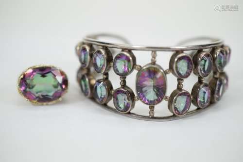 STERLING SILVER MYSTIC TOPAZ BRACELET & RING