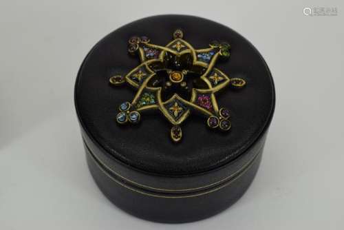 JAY STRONGWATER LEATHER BOX ADORNED WITH JEWELS