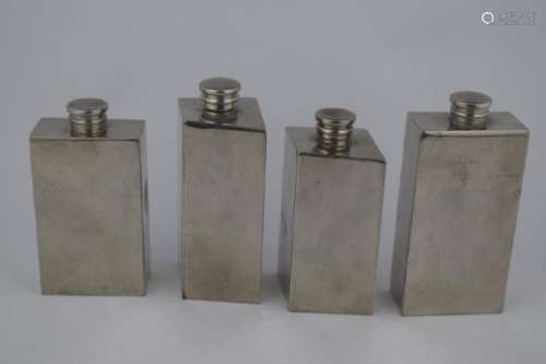 4 SHEFFIELD ENGLISH PEWTER FLASK CONTAINERS