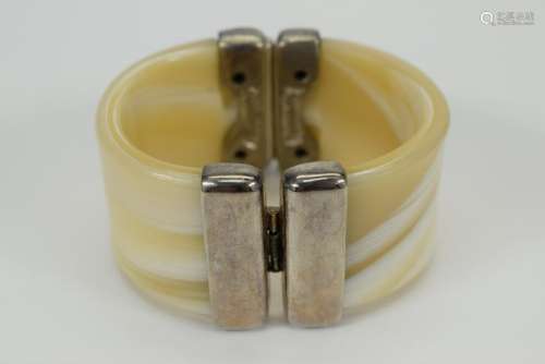 DESIGNER ASYMMETRY SILVER BONE CUFF BRACELET