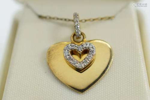 GOLD & DIAMOND HEART PENDANT NECKLACE