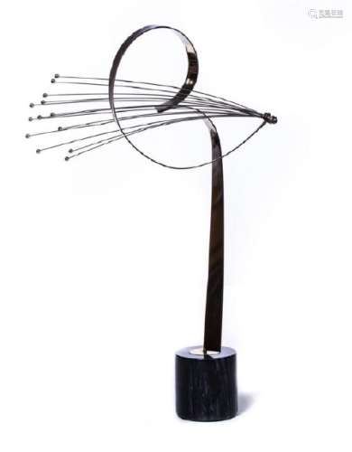 CURTIS JERE KINETIC SCULPTURE ON MARBLE BASE