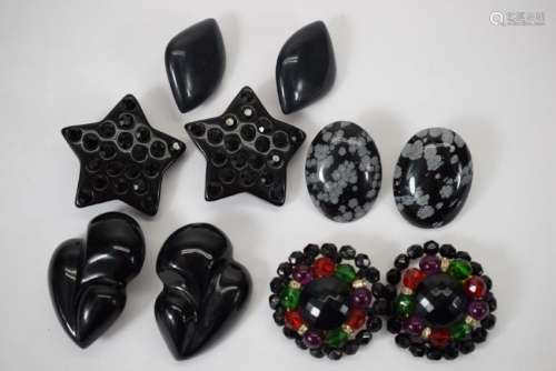 5 PAIRS COSTUME BEAD AGATE STAR- EARRINGS LOT 1