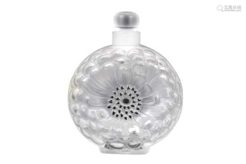 LALIQUE DAHLIA CRYSTAL PERFUME BOTTLE 3-1/2 INCHES