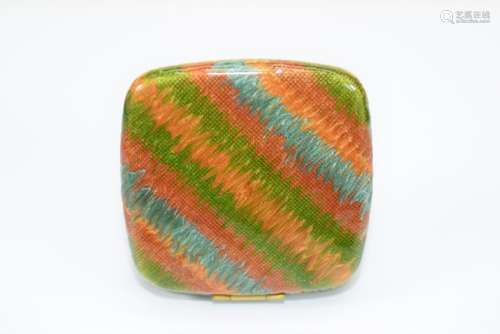 JAY STRONGWATER MARBLED ENAMEL COMPACT MIRROR