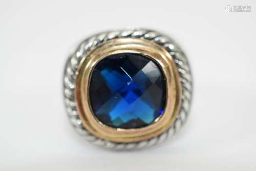 LAUREN G. ADAMS SILVER GOLD BLUE GEM ROPE RING