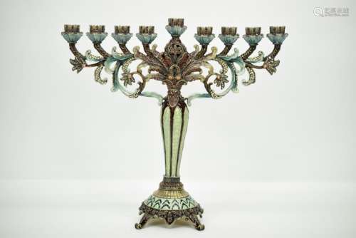 COSMO SWAROVSKI CRYSTAL JEWELED ENAMEL MENORAH