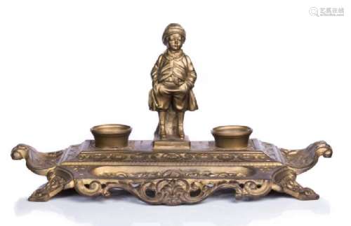 FRENCH BRONZE FIGURAL INKWELL