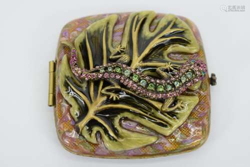 JAY STRONGWATER ENAMELED CRYSTAL LIZARD COMPACT