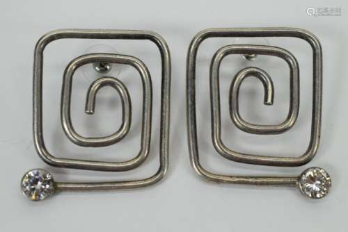 950 SILVER MEXICO SIGNED ALICIA SPIRAL EARRINGS