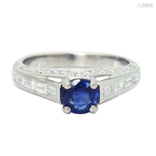 Platinum 0.65 Carat Sapphire & 0.69 Ct Diamond Ring