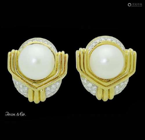 Ivan & Co. 18k Yellow Gold Diamond & Pearl Earrings