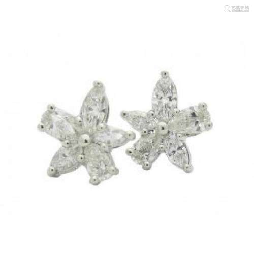 Tiffany & Co Platinum Victoria Diamond Cluster Earrings