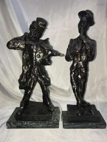 MANE KATZ FRENCH BRONZE PAIR .MUSICAL FIGURINES