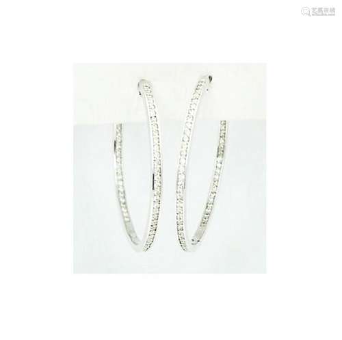 18k White Gold 1.00 Carat VS G Diamond Hoop Earrings