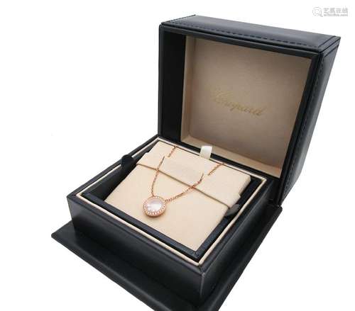 CHOPARD HAPPY DIAMOND ROSE GOLD ROUND PENDANT