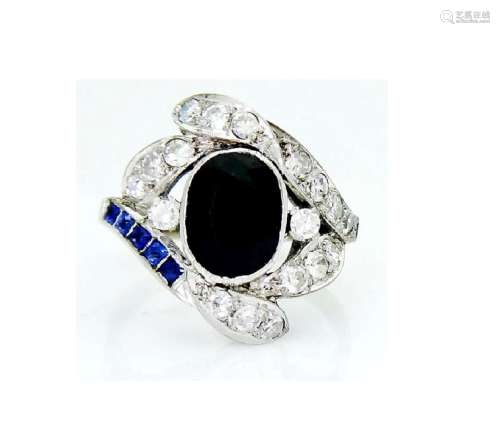 Estate Gold Apx. 4.95 TCW Diamond & Sapphire Ring