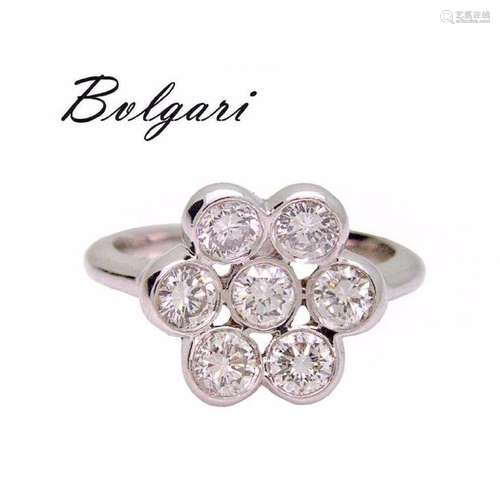 Bulgari Platinum 950 1.40 TCW VS E Diamond Flower Ring